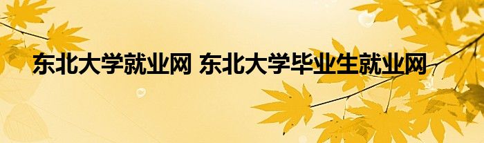 东北大学就业网 东北大学毕业生就业网