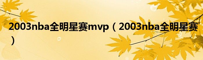 2003nba全明星赛mvp（2003nba全明星赛）