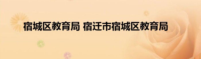 宿城区教育局 宿迁市宿城区教育局