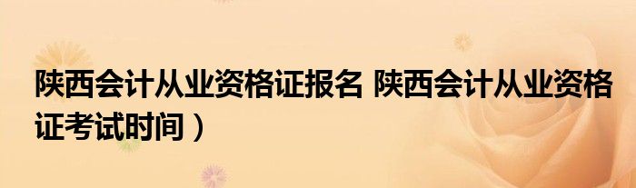 陕西会计从业资格证报名 陕西会计从业资格证考试时间）