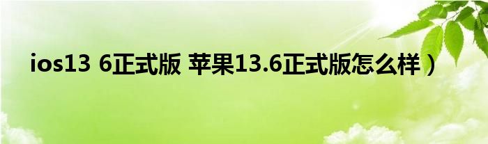 ios13 6正式版 苹果13.6正式版怎么样）