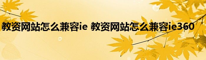 教资网站怎么兼容ie 教资网站怎么兼容ie360