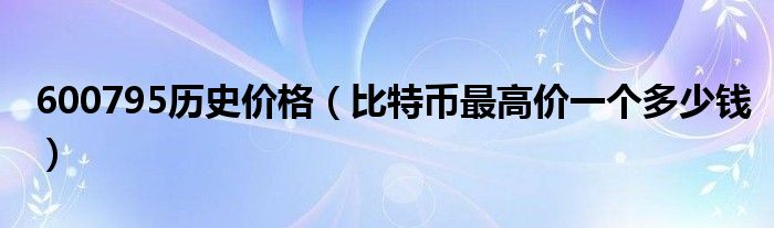 600795历史价格（比特币最高价一个多少钱）