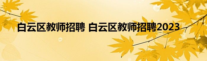 白云区教师招聘 白云区教师招聘2023