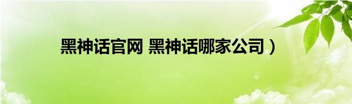 黑神话官网 黑神话哪家公司）