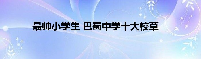 最帅小学生 巴蜀中学十大校草