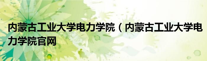 内蒙古工业大学电力学院（内蒙古工业大学电力学院官网