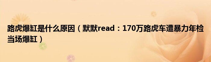 路虎爆缸是什么原因（默默read：170万路虎车遭暴力年检当场爆缸）