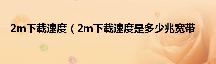 2m下载速度（2m下载速度是多少兆宽带