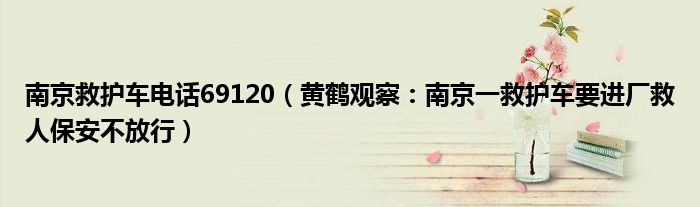 南京救护车电话69120（黄鹤观察：南京一救护车要进厂救人保安不放行）