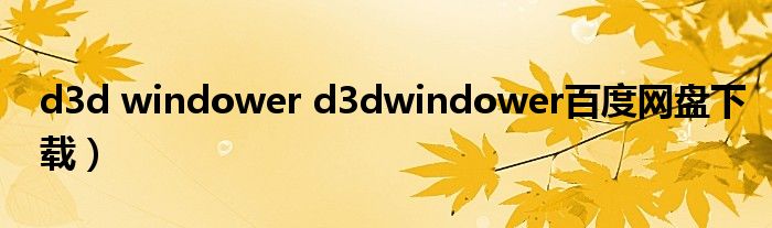 d3d windower d3dwindower百度网盘下载）