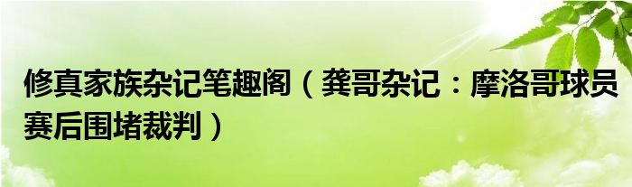 修真家族杂记笔趣阁（龚哥杂记：摩洛哥球员赛后围堵裁判）