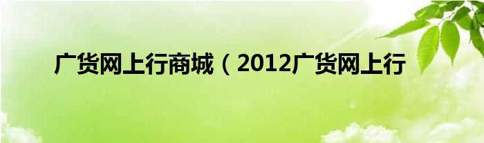 广货网上行商城（2012广货网上行