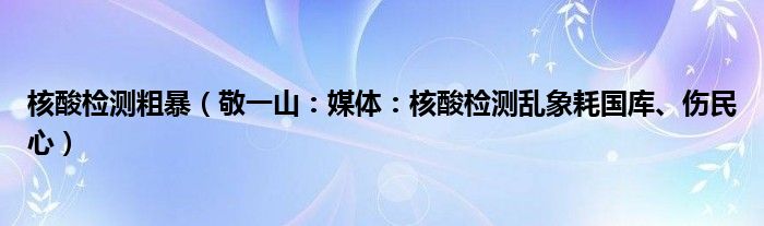 核酸检测粗暴（敬一山：媒体：核酸检测乱象耗国库、伤民心）