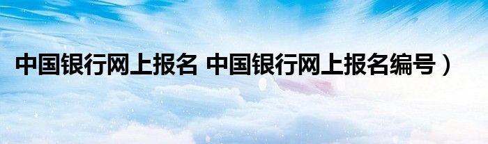 中国银行网上报名 中国银行网上报名编号）