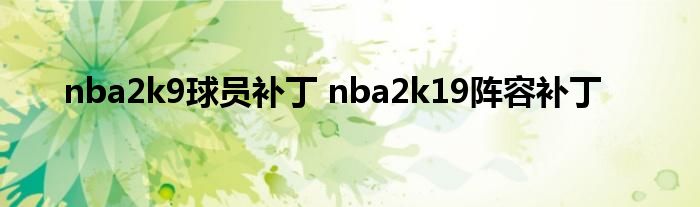 nba2k9球员补丁 nba2k19阵容补丁