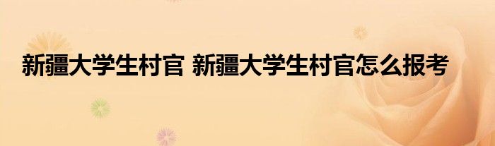 新疆大学生村官 新疆大学生村官怎么报考