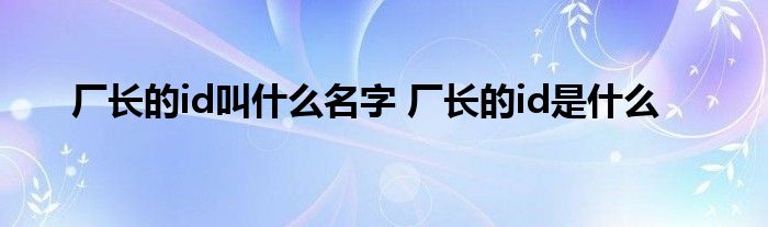 厂长的id叫什么名字 厂长的id是什么