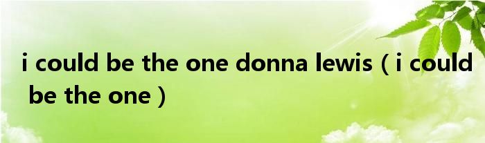 i could be the one donna lewis（i could be the one）