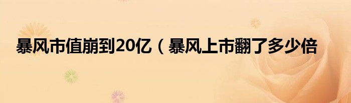 暴风市值崩到20亿（暴风上市翻了多少倍