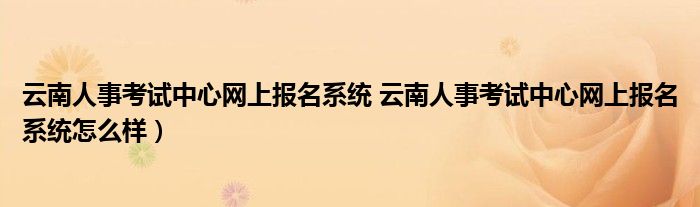 云南人事考试中心网上报名系统 云南人事考试中心网上报名系统怎么样）