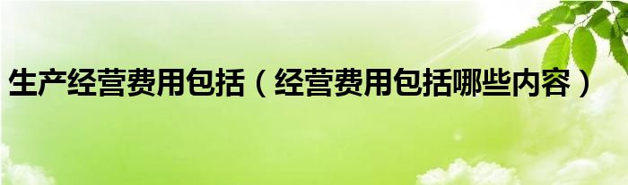 生产经营费用包括（经营费用包括哪些内容）