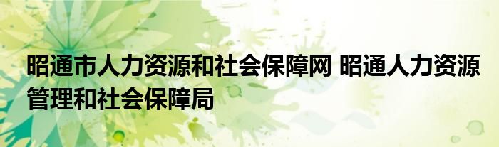 昭通市人力资源和社会保障网 昭通人力资源管理和社会保障局