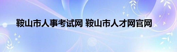 鞍山市人事考试网 鞍山市人才网官网