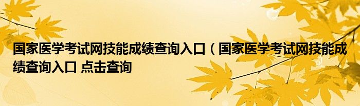 国家医学考试网技能成绩查询入口（国家医学考试网技能成绩查询入口 点击查询