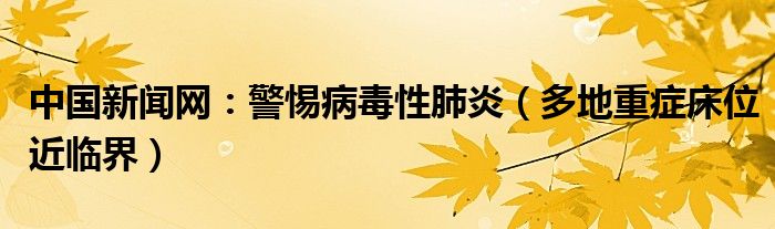 中国新闻网：警惕病毒性肺炎（多地重症床位近临界）