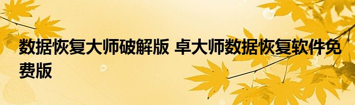 数据恢复大师破解版 卓大师数据恢复软件免费版