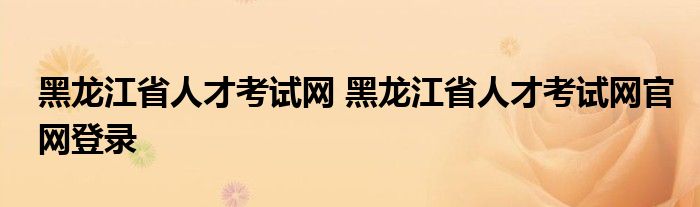 黑龙江省人才考试网 黑龙江省人才考试网官网登录