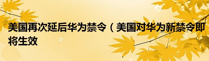 美国再次延后华为禁令（美国对华为新禁令即将生效