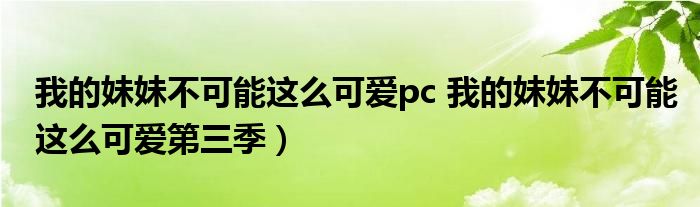 我的妹妹不可能这么可爱pc 我的妹妹不可能这么可爱第三季）