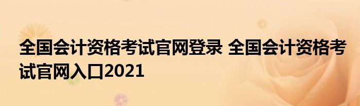 全国会计资格考试官网登录 全国会计资格考试官网入口2021