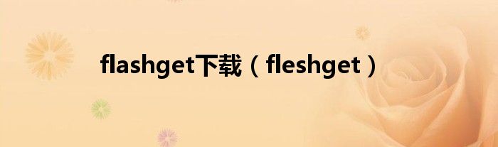 flashget下载（fleshget）