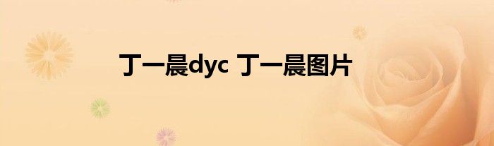 丁一晨dyc 丁一晨图片