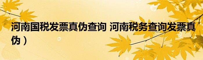 河南国税发票真伪查询 河南税务查询发票真伪）