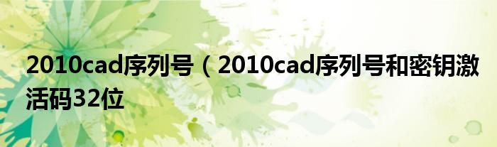 2010cad序列号（2010cad序列号和密钥激活码32位