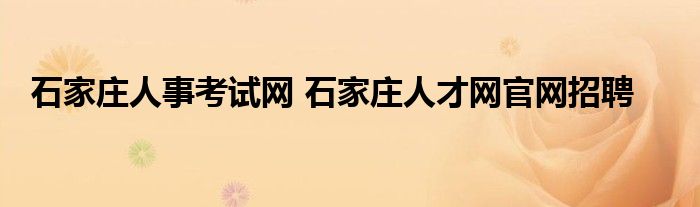 石家庄人事考试网 石家庄人才网官网招聘