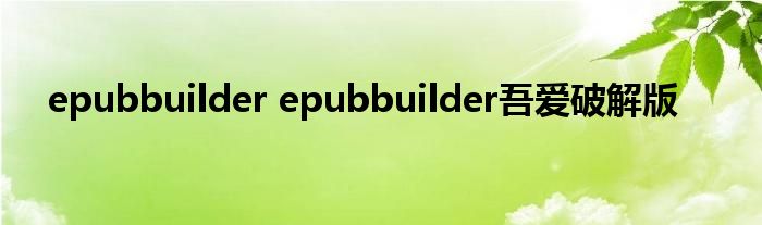 epubbuilder epubbuilder吾爱破解版