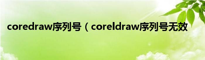coredraw序列号（coreldraw序列号无效