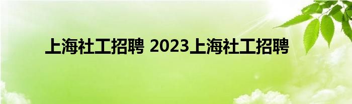 上海社工招聘 2023上海社工招聘