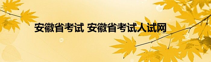 安徽省考试 安徽省考试人试网