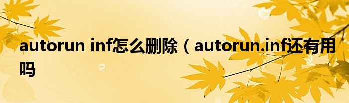 autorun inf怎么删除（autorun.inf还有用吗