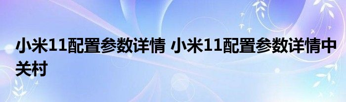 小米11配置参数详情 小米11配置参数详情中关村