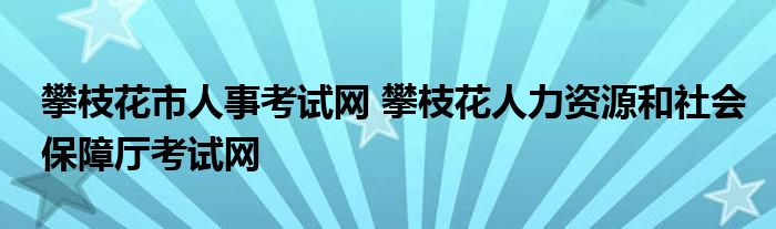 攀枝花市人事考试网 攀枝花人力资源和社会保障厅考试网