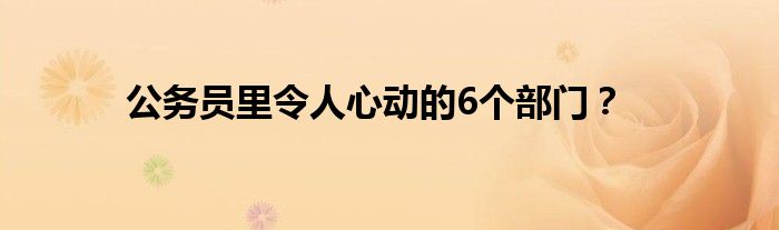 公务员里令人心动的6个部门？