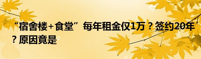 “宿舍楼+食堂”每年租金仅1万？签约20年？原因竟是