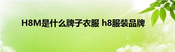 H8M是什么牌子衣服 h8服装品牌